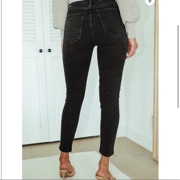 AGOLDE Nico High Rise Slim Fit Jeans in Cassette 25 Black Distressed - Picture 3 of 13